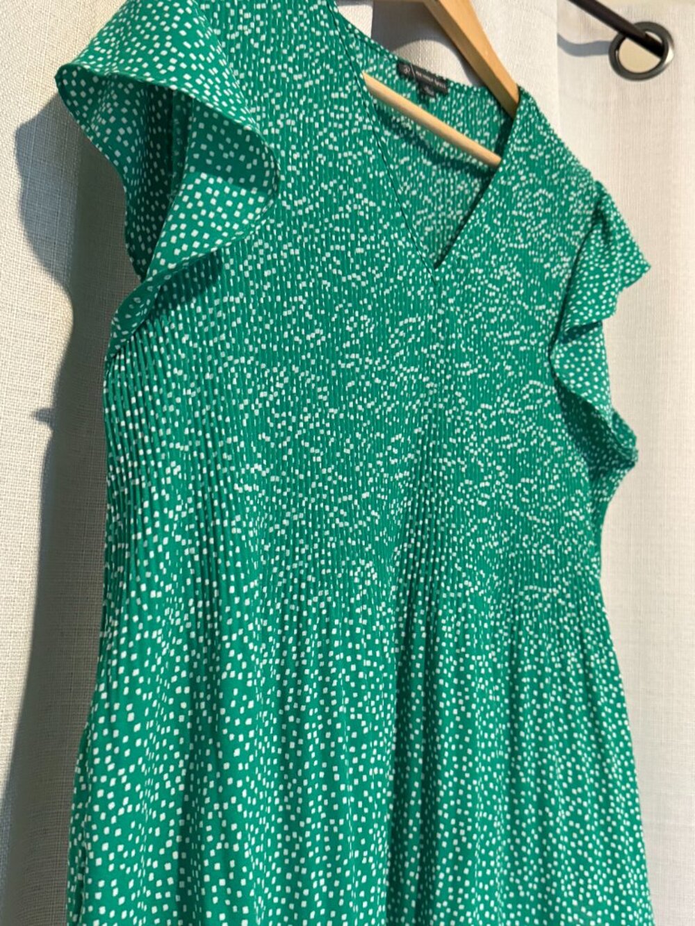 Adrianna Papell Green White Speckled Ruffle Sleeve Blouse Size M - Picture 5 of 7